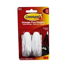 Command Medium Designer Hooks, White, 2-Hook