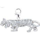 14K White Gold Diamond Panther Charm