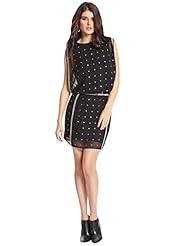 Round Neck Draped Sequined Keyhole Polyester/Spandex Sleeveless  Dress