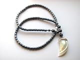 Healing Hematite Necklace with Mother of Pearl Tooth