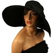 UPF 50+ Summer Beach Packable Floppy Extra Wide 7" Brim Sun Hat Cap 57cm Black