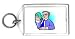 Keychain with globe, businessman, eating, world, earth, fruit