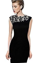 Vintage Embroidered Polyester/Rayon/Spandex Knee Length Sleeveless Bodycon Dress/Club Dress/Prom Dress/Party Dress 