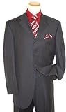 Extrema by Zanetti Charcoal Grey with Cranberry/Navy Blue Pinstripes Super 120'S Italian Wool Wideleg Suit