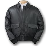 Cowhide Leather Bomber Jacket - Black