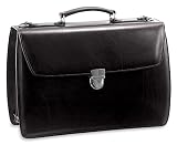 Jack Georges Elements Collection Triple Gusset Flap with Open Back Pocket, Black