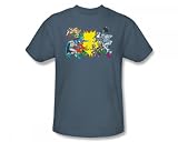Justice League Face Off Adult S/S T-shirt in Slate by DC Comics