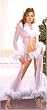 Long Sleeve Sheer Robe Trimmed In Chandelle Feathers with Silver Tinsel Sizes Small/Medium or Medium/Large in White or Black.
