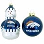 NFL Denver Broncos Snowman and Ball Mini Blown Glass Ornaments