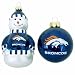 Denver Broncos Snowman and Ball Mini Blown Glass Ornaments
