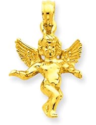 14K Yellow Gold Angel Pendant Charm Religious