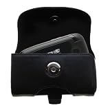 Horizontal Black Leather Case for the Cricket CAPTR II with both a belt clip and loop option - a Gomadic design