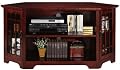 Craftsman Corner Wide - Screen TV Cabinet Stand with Open Storage and Glass Doors, GLASS-DOOR, MACINTOSH OAK