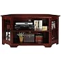 Craftsman Corner Wide - Screen TV Cabinet Stand with Open Storage and Glass Doors, GLASS-DOOR, MACINTOSH OAK