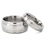 New His and Her's Matching Titanium Wedding Ring Set