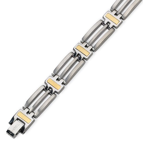 Men’s 24K Gold Overlay and Titanium Bracelet