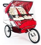 CLOSE OUT!! Double T Double Jogging Stroller in Red with Weather Cover