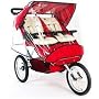 CLOSE OUT!! Double T Double Jogging Stroller in Red with Weather Cover