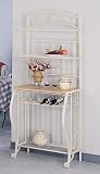 Four Tier Ivory White Finish Metal Baker's Rack w/Wine Rack