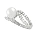 Sterling Silver CZ Fashion Faux Pearl Ring