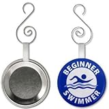 Creative Clam Blue Beginner Swimmer Pool Safety Alert 2.25 Inch Button Style Ornament