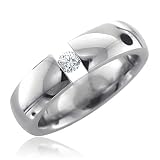 Mens Stainless Steel Diamond Band Ring (H, SI, 0.15 carat)-Band Width:6mm