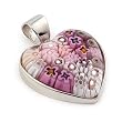 Large Pink Millefiori Heart Pendant
