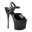 7 Inch Sexy Platform Shoes Rhinestone Heel High Platform Black Sandals
