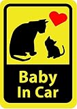 Baby In Car 「ねこの親子」（ マグネットタイプ ）赤ちゃんが乗ってます 車用 ステッカー