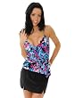 Unique 2 Piece Set Asymmetrical Tankini Top with Skirted Bikini Bottoms Womens Swimwear Sizes 8 or 16