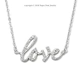 Cubic Zirconia Necklaces - Sterling Silver Love Pave CZ Necklace