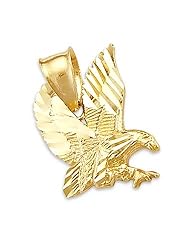 14k Yellow Gold Eagle Bird Pendant Charm New