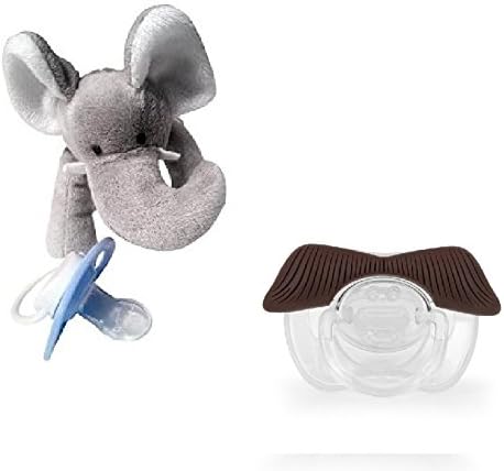 Baby Classic Pacifier with Detachable Plush Elephant ! #1 Rated Baby Pacifier ! Comparable to Wubbanub ! Perfect for Every Baby ! Safe to Use ! Guaranteed to Keep Baby Satisfied with Mustachifier - The Ladies Man Mustache Pacifier