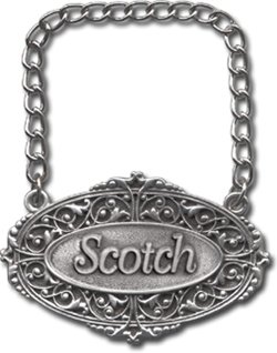 Scotch Liquor Decanter Label w/chain