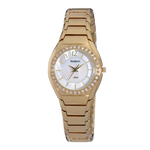 Armitron NOW Women's 753859MPGP Swarovski Crystal Accented Gold-Tone Mother-of-Pearl Dress Watch