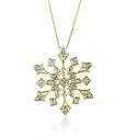 Sterling Silver Gold Plated & Diamond Accented Snowflake Pendant