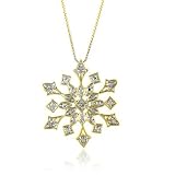 Gold Plated Sterling Silver & Diamond Accent Snowflake Pendant