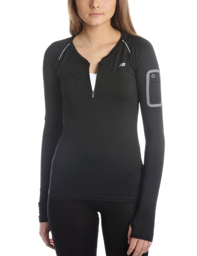 New Balance Damen Shirt Long Sleeve Half Zip, black, XS, WRT1113_BK Preisvergleich