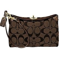Coach Hamptons Signature Capacity Wristlet Case Bag 41182 Brown
