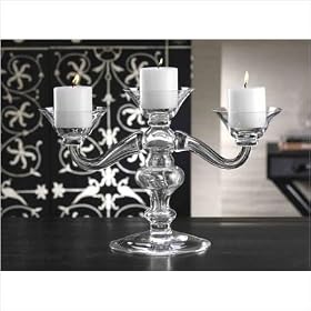 Candle Pillar Holder 3-Cup Mouth Blown Glass Design