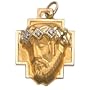 14k Yellow Gold Medium Christ Head w/ 3 Diamonds on 18" Chain