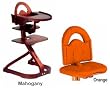 Svan High Chairs from Scandinavian Child with Infant Kit and Cushion, Orange Cushion with Mahogany Wood