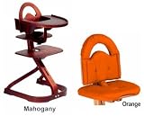Svan High Chairs from Scandinavian Child with Infant Kit and Cushion, Orange Cushion with Mahogany Wood