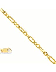 14k Solid Yellow Gold 2.5 mm (3/32 Inch) Alternate & Elongated Cable Chain 16" w/ Spring Ring Clasp
