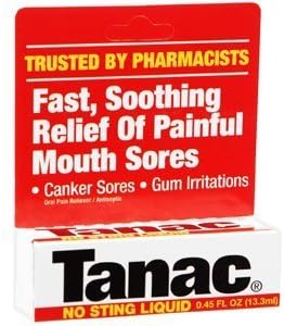 Tanac Fast Sooting Relief of Painful Mouth Sores Liquid - 0.45 Oz (Pack of 3)