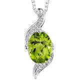 1.25 cts Oval cut Peridot Pendant in Sterling Silver