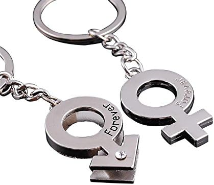 Etiger® Fashion Creative Stylish Silver Couple Key Chain Alloy Ring Chain Set for Lovers Metal