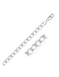 Rhodium Plated 7.8mm 925 Sterling Silver Curb Style Chain