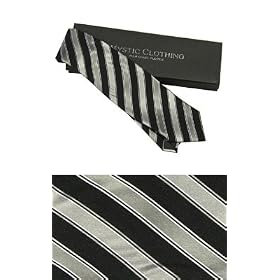 Classic Silk Necktie by Mystic Clothing, includes Gift Box and 100% Pure Silk Striped Neck