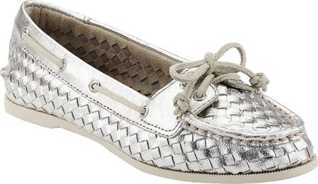 silver sperry boat shoes